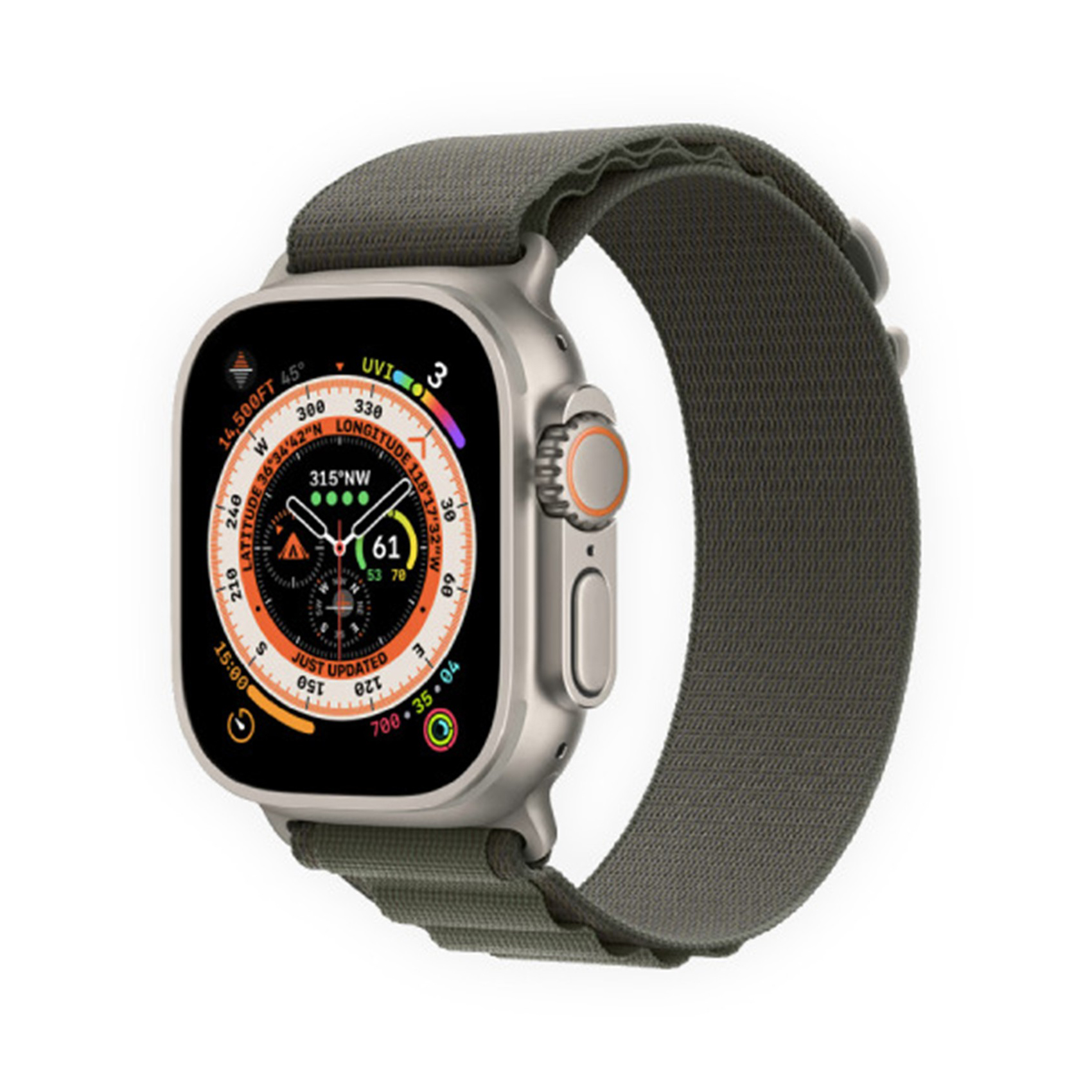 Apple Watch Ultra GPS + Cellular 49mm Titanium Case with Green Alpine Loop - Medium (MQFN3) б/у
